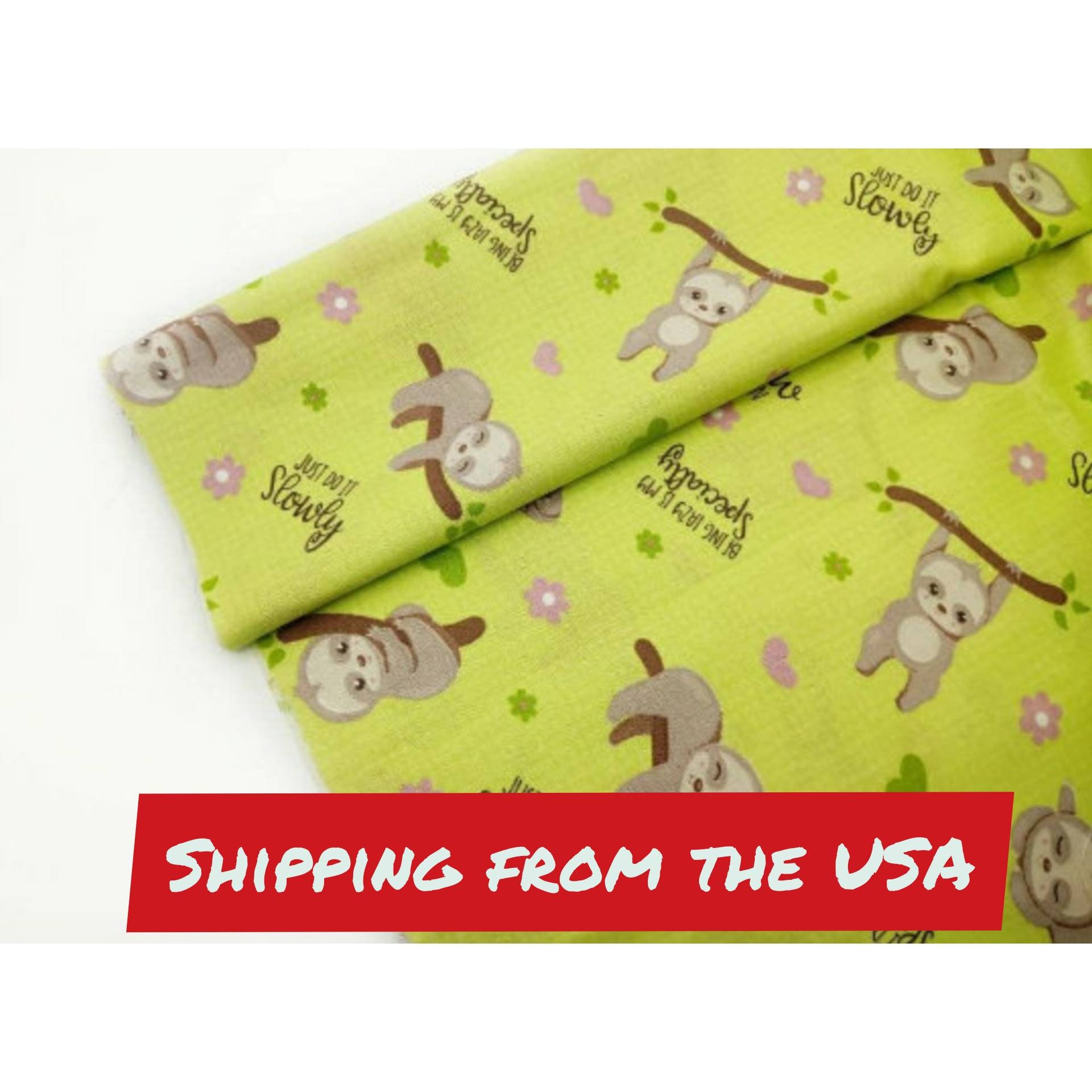 SLOTH FABRIC 100% Cotton fabric by the yard Baby fabric Bear | Etsy