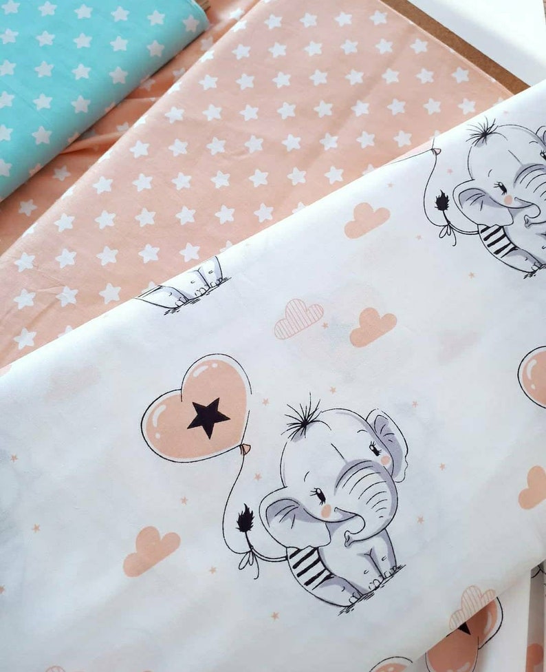 ELEPHANT FABRIC 100 Cotton fabric by the yard Baby fabric Etsy