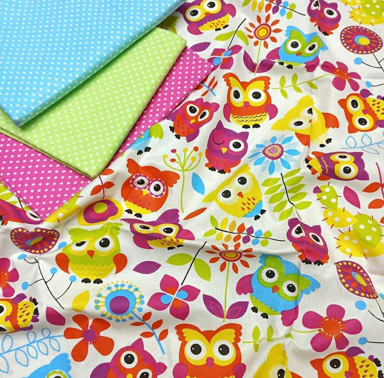 OWL FABRIC by the yard Bird fabric Quilt fabric 100 Cotton Etsy