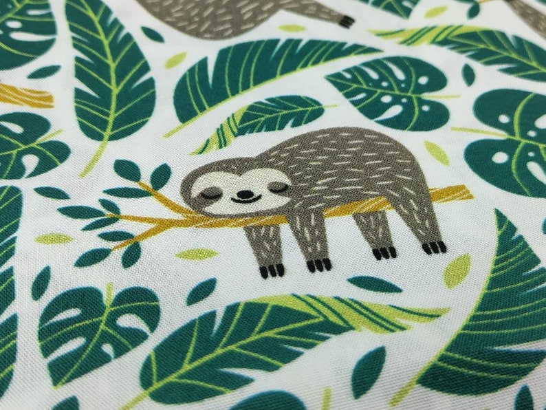 SLOTH FABRIC Sloth print 100% Cotton fabric by the yard Baby | Etsy