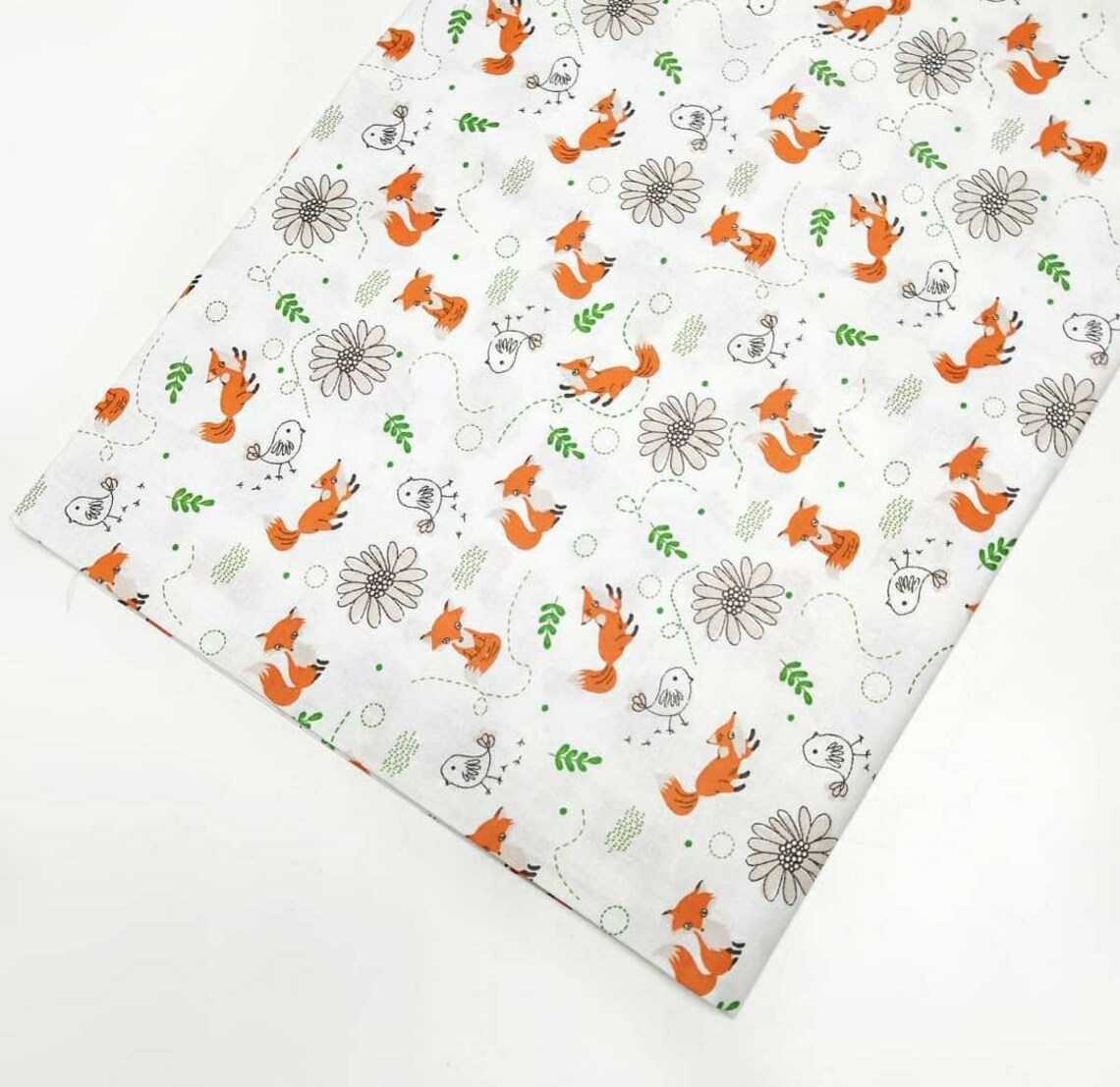 COTTON FABRIC by the yard Fox fabric Fox print Baby quilt Etsy