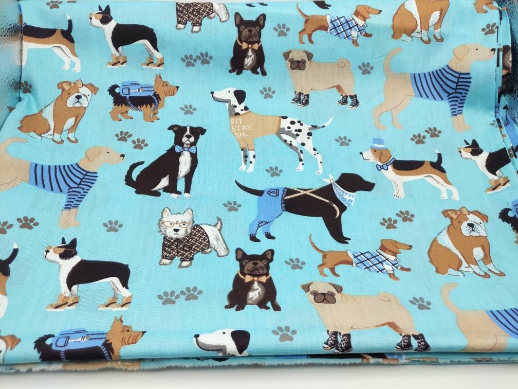 DOG FABRIC cotton fabric by the yard Bulldog fabric Baby Etsy
