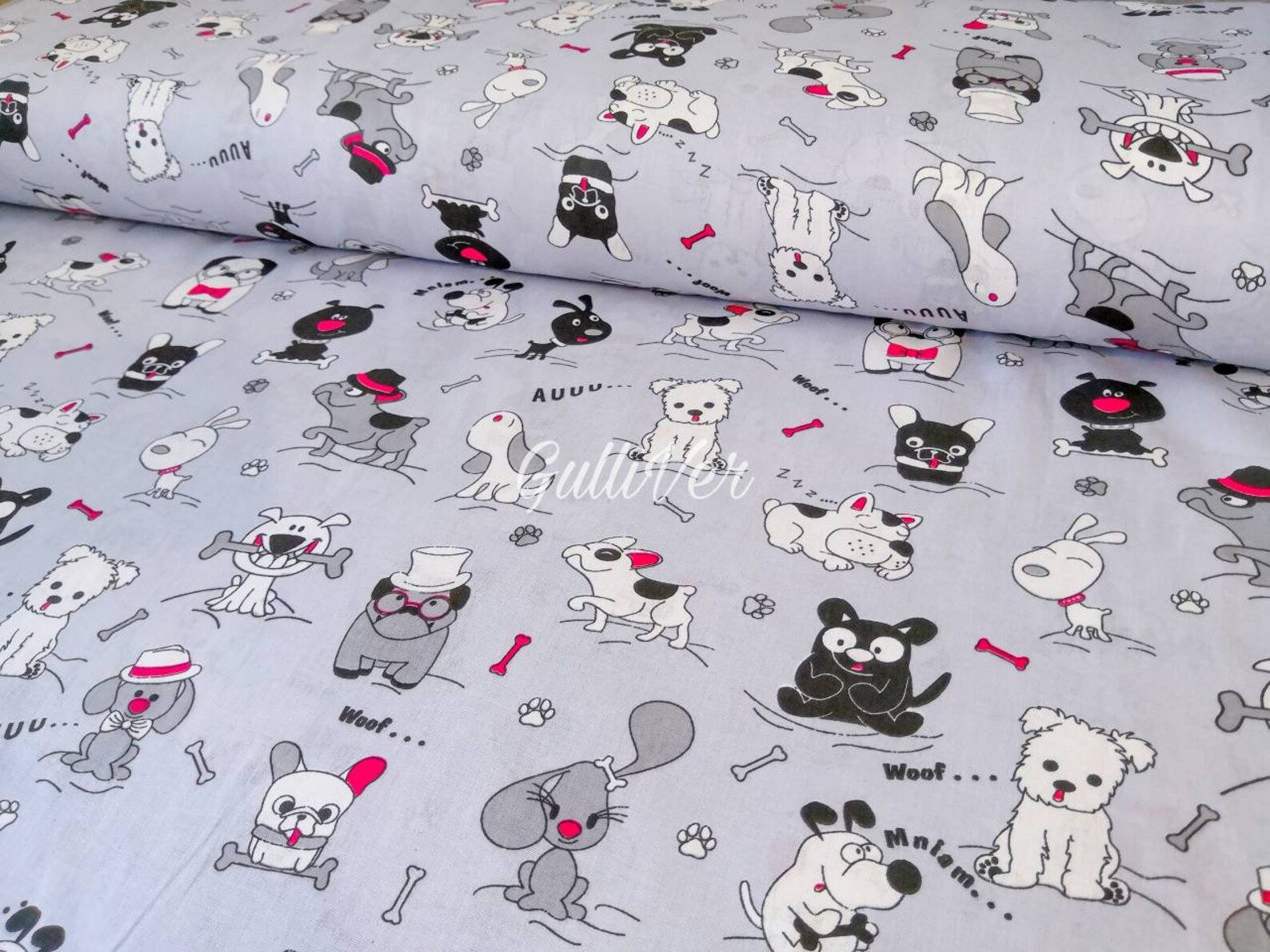 DOG FABRIC cotton fabric by the yard Bulldog fabric Baby Etsy