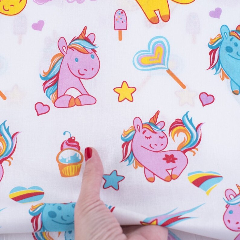 UNICORN FABRIC Unicorn print cotton fabric by the yard Baby | Etsy