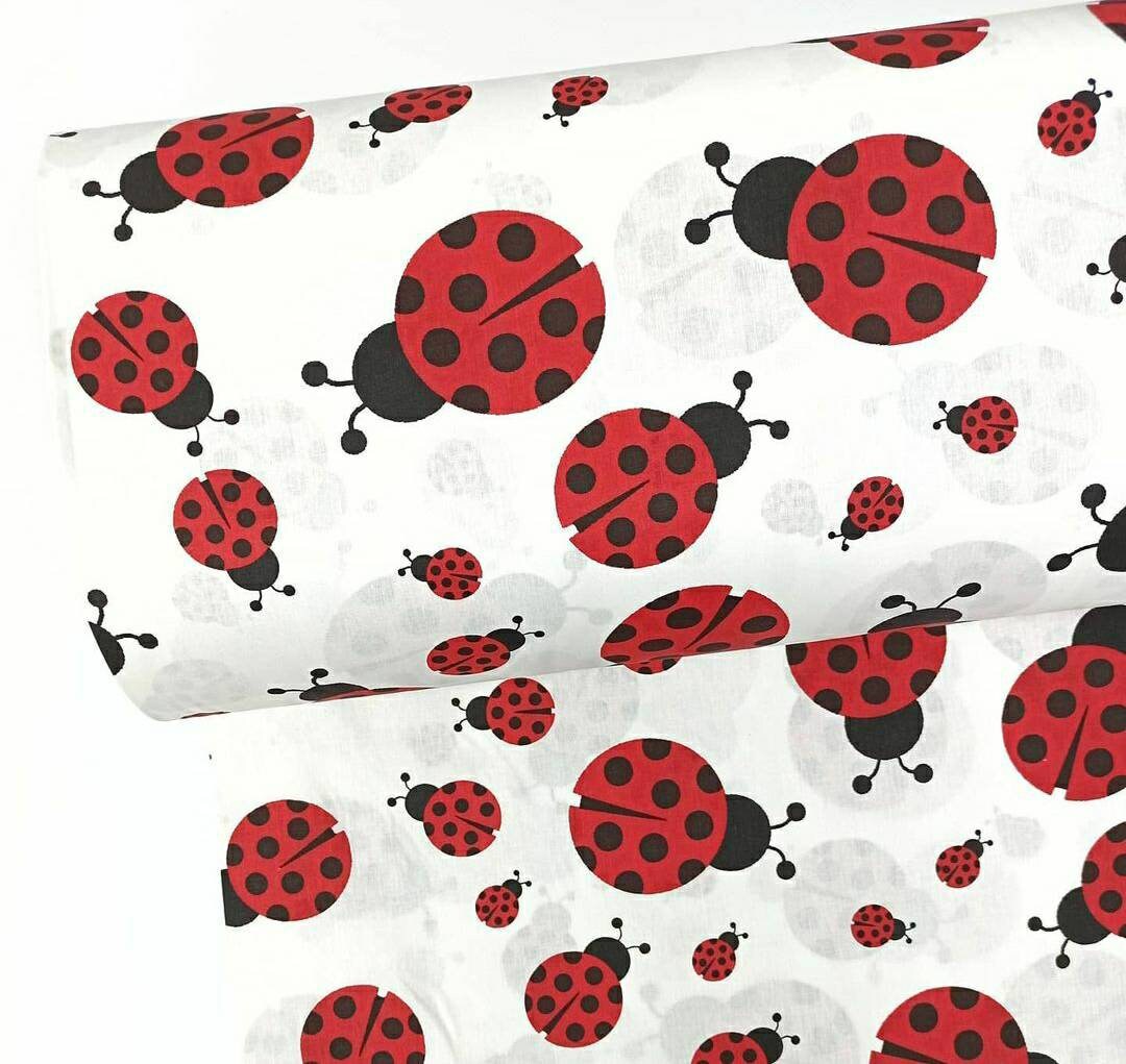 COTTON FABRIC by the yard Poplin Ladybug print Ladybug fabric Etsy