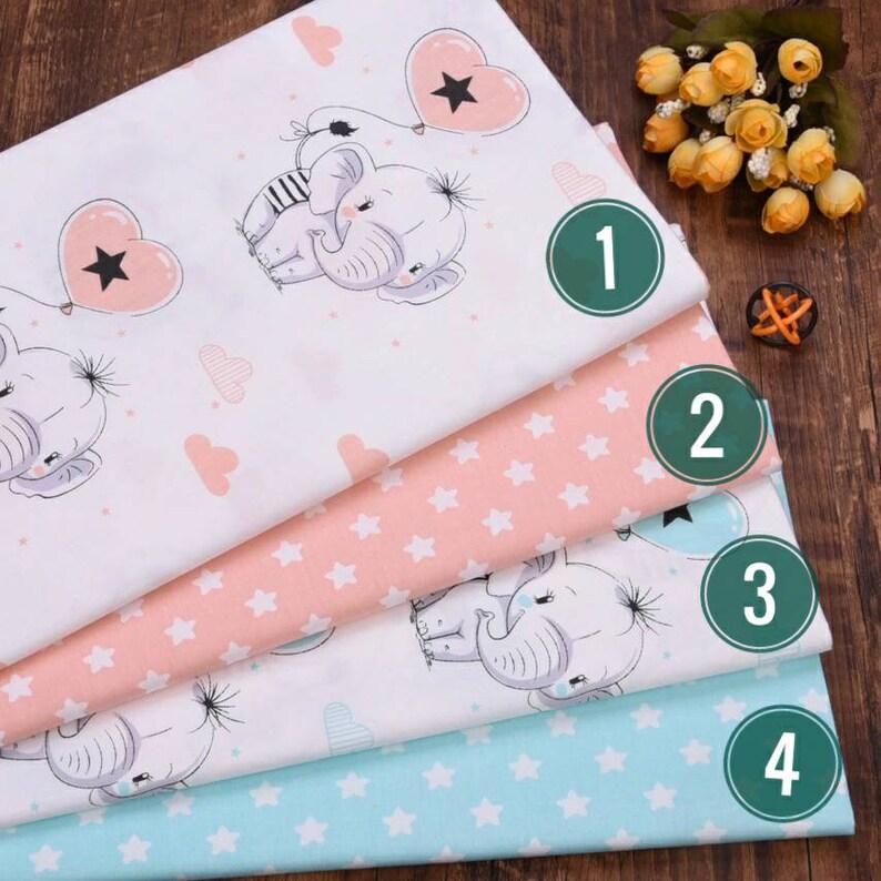 ELEPHANT FABRIC 100 Cotton fabric by the yard Baby fabric Etsy
