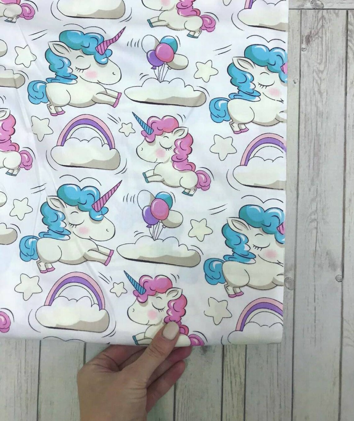 UNICORN FABRIC Unicorn Print 100 Cotton Fabric by the Yard Etsy