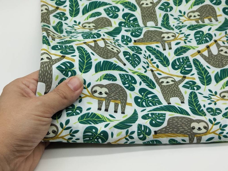 SLOTH FABRIC Sloth print 100% Cotton fabric by the yard Baby | Etsy