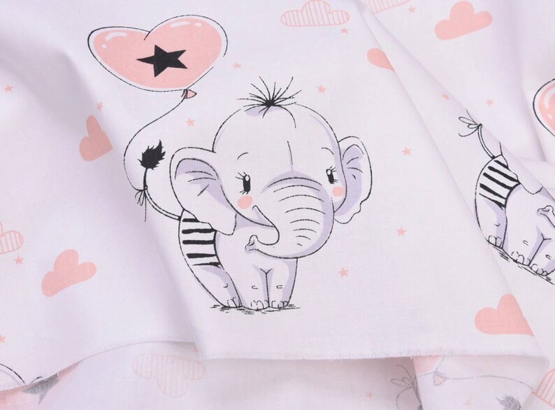 ELEPHANT FABRIC 100 Cotton fabric by the yard Baby fabric Etsy