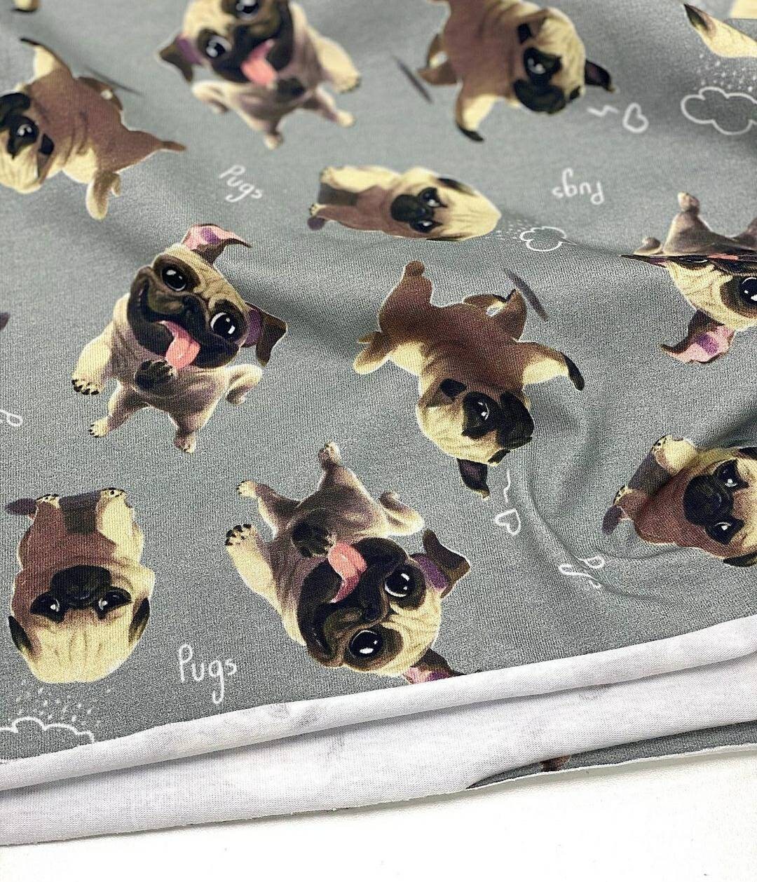 PUG FABRIC knit fabric by the yard dog fabric Quilt fabric by Etsy