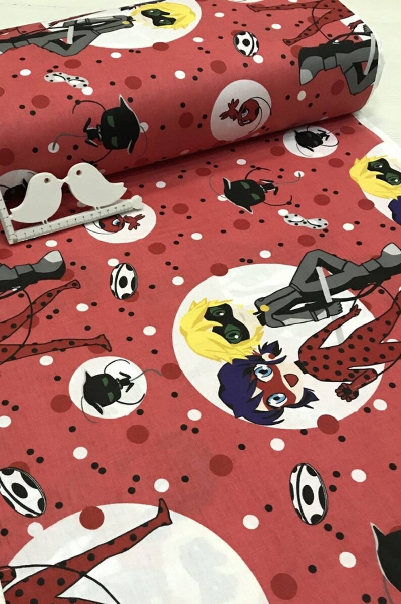 LADYBUG FABRIC Cotton fabric by the yard Poplin Ladybug print Etsy