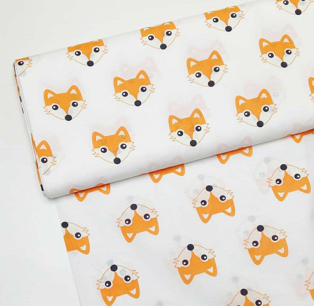 COTTON FABRIC by the yard Poplin fox print fabric Kids print Etsy