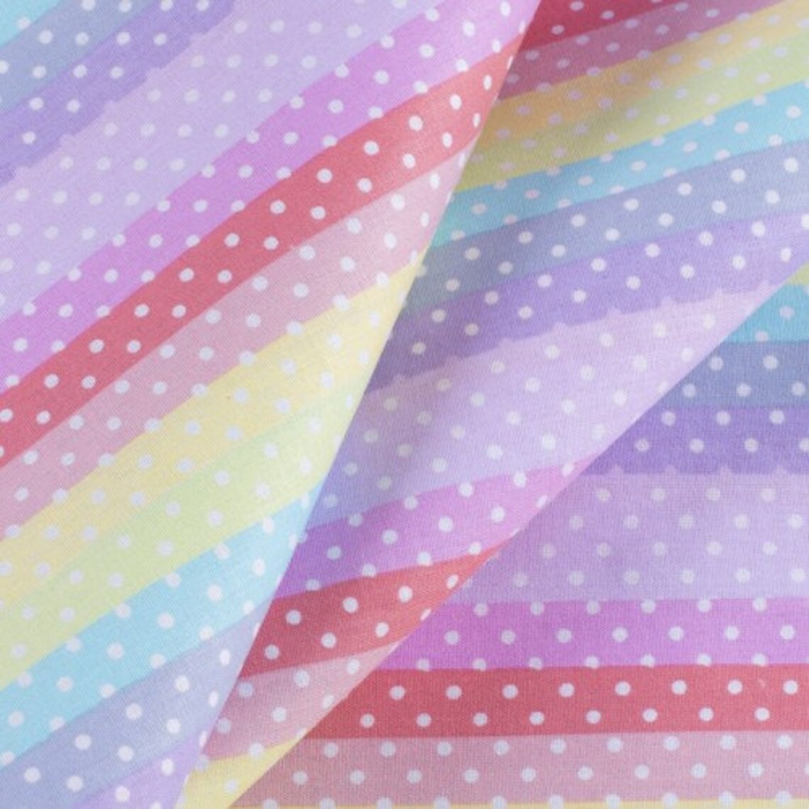 RAINBOW FABRIC by the yard polka dot fabric Cotton fabric Etsy