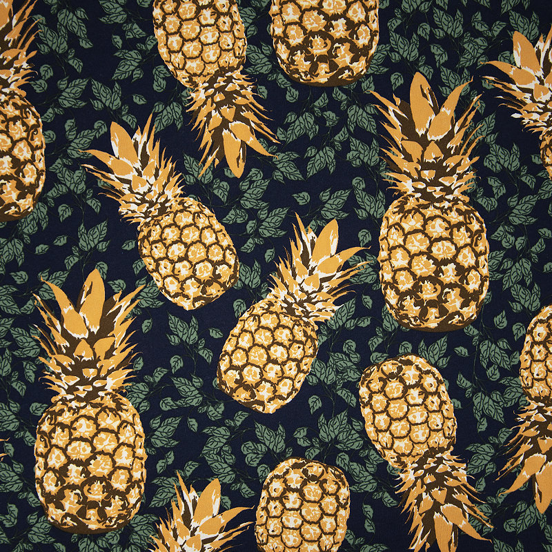 PINEAPPLE FABRIC knit fabric by the yard Fruit print fabric Etsy