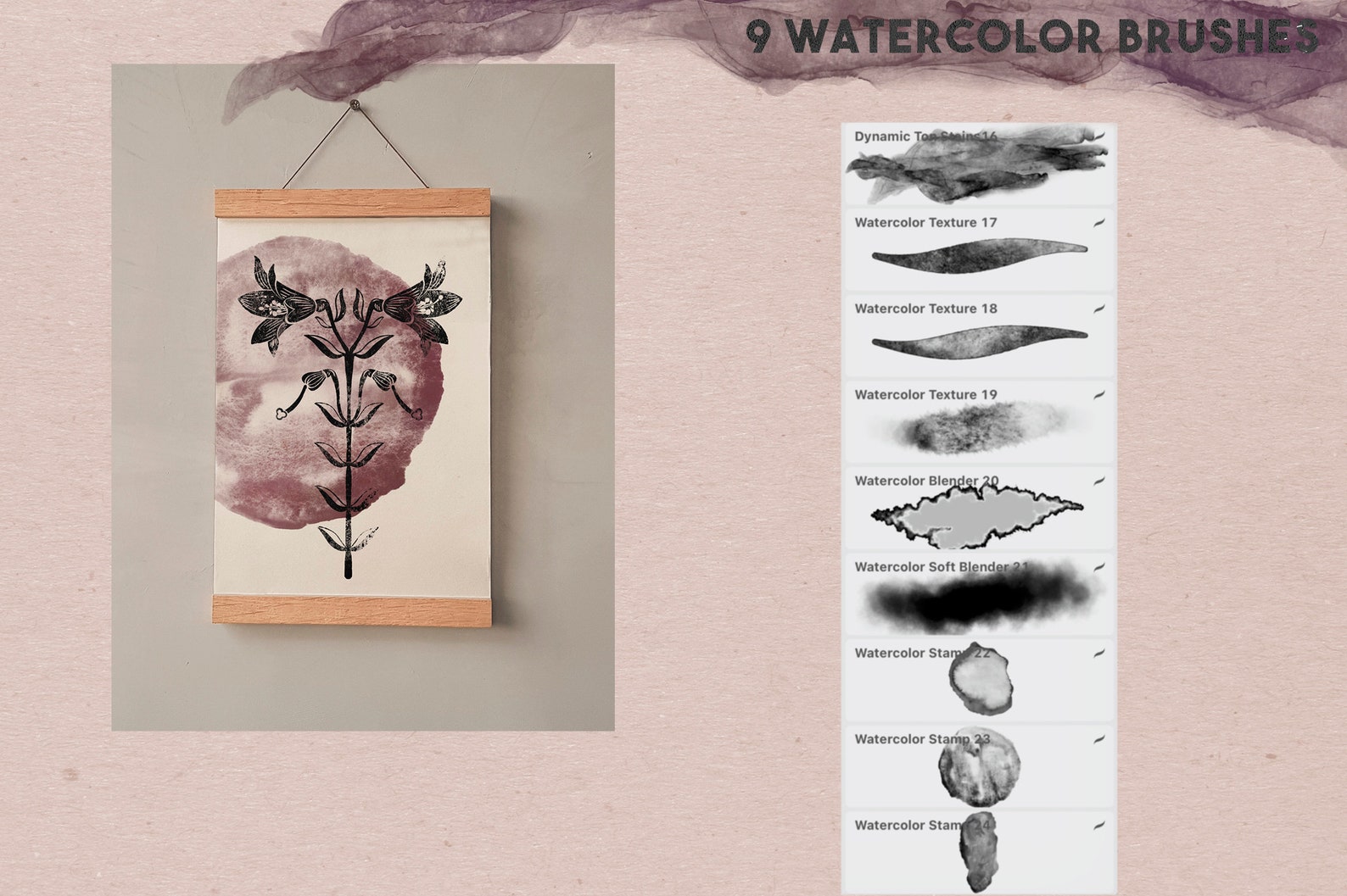 Linocut Brushes for Procreate Authentic Ink Texture Metallic Etsy