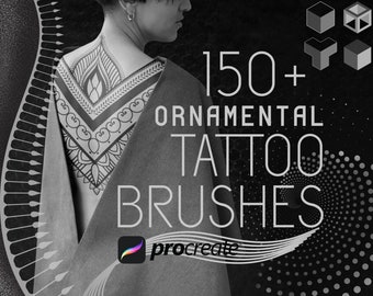 Ornamental Tattoo brushes for Procreate Filigree stamps & Stippling brushes for tattoo design Geometric Halftone ornament