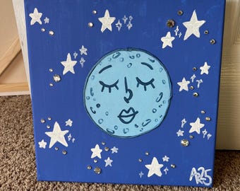 Moon Mixed Media Painting