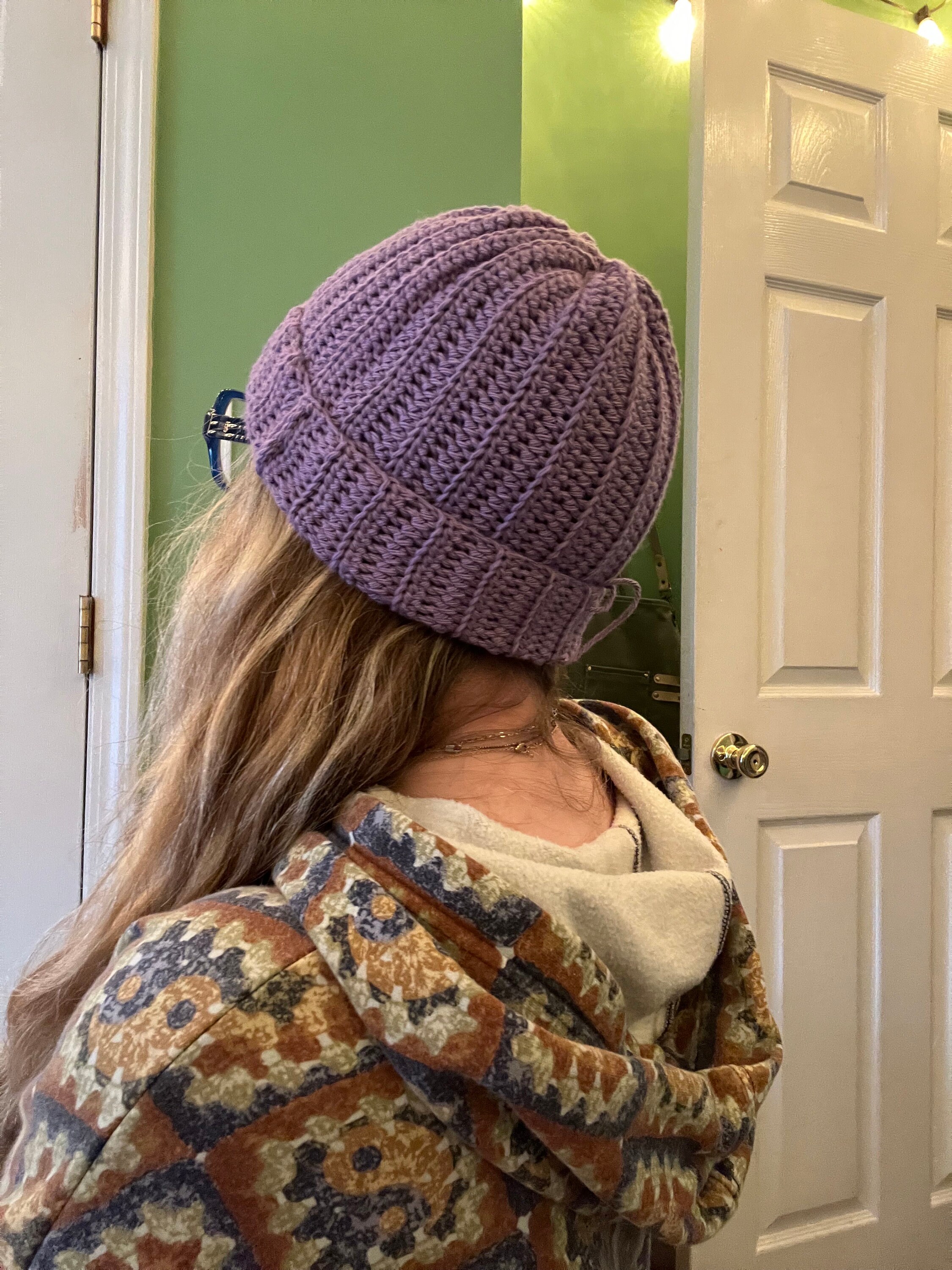 Purple Crochet Handmade Beanie Hat Crochet Beanie Hat Handmade – Quotidian Crafts main image 2