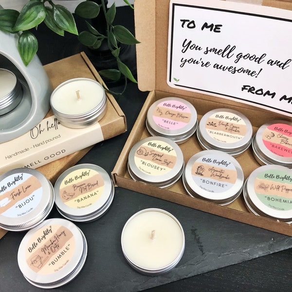 Letterbox Candle Gift Set Eco Friendly - Vegan - Cruelty Free - Hand poured Sample Travel Gifts