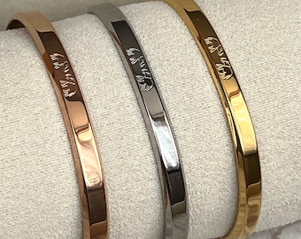 Złoto, Srebro, Róża, Bransoletka mankietowa, Delikatna bransoletka, Słoń, Regulowana, Boże Narodzenie, Prezent, Biżuteria, Stal nierdzewna