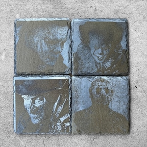 Horror Movie Slate Coasters Halloween Scary Movie Spooky