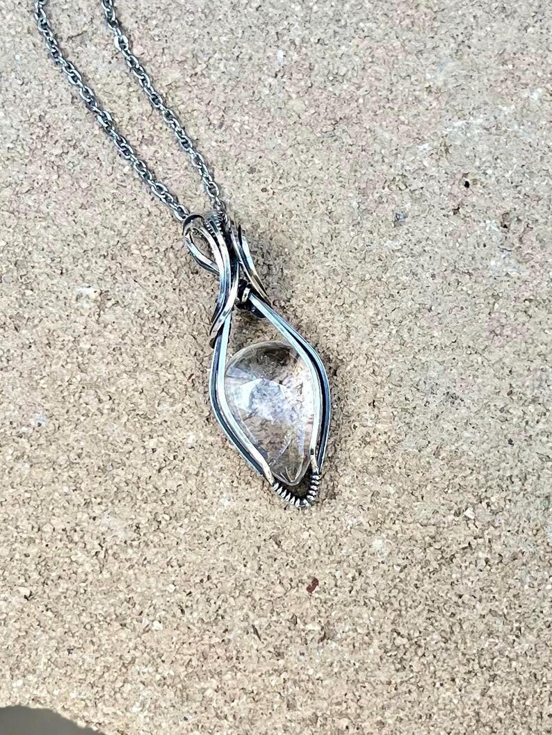 Stunning Clear Quartz & Solid Sterling Silver Pendant Artisan Jewelry