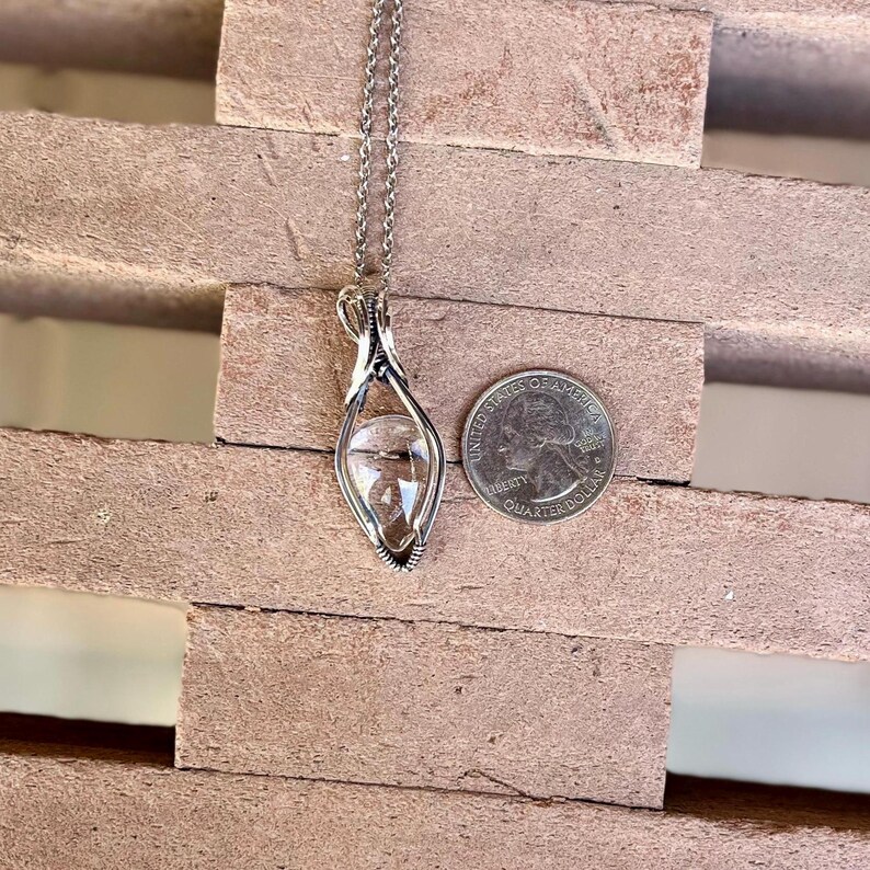 Stunning Clear Quartz & Solid Sterling Silver Pendant Artisan Jewelry