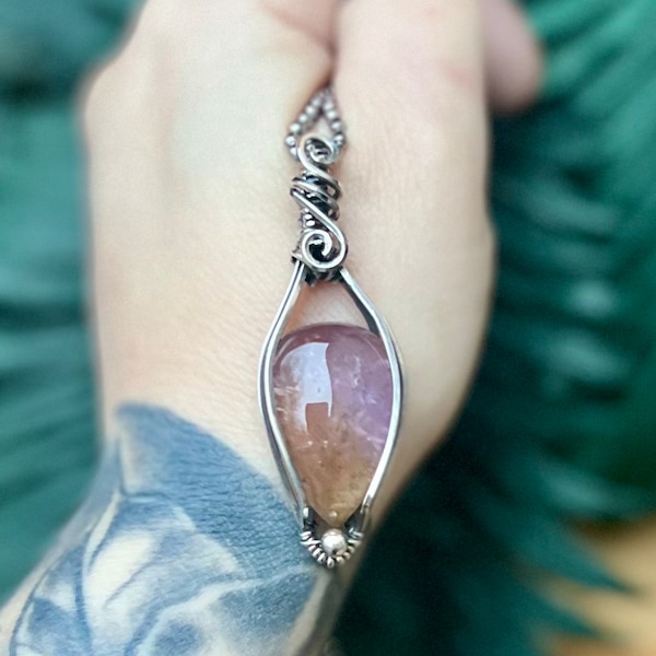 Beautiful Ametrine Pendant Wrapped with Solid Sterling Silver