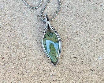 Handcrafted Sterling Silver Prehnite Pendant Necklace: Artisan Jewelry