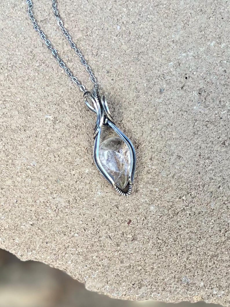 Stunning Clear Quartz & Solid Sterling Silver Pendant Artisan Jewelry