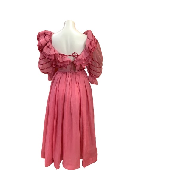 1970's Pink Ruffle Dress - image 7