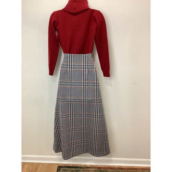 Vintage 1960s -1970s side zip plaid maxi skirt po… - image 2