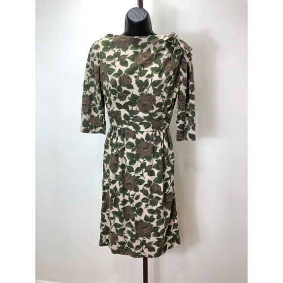 1950s Carol Craig Wool Floral Long Sleeve