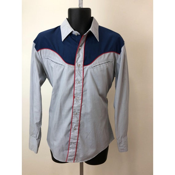 Vintage 1970s Bordertown Western Pearl Snap Long S