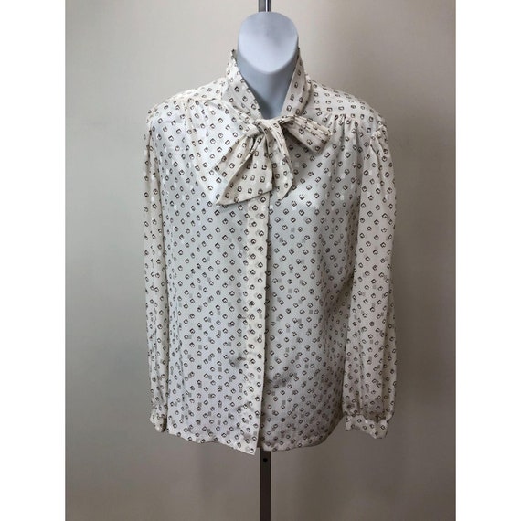 Vintage 1970s Anderson Little Pussy Bow Blouse Mad