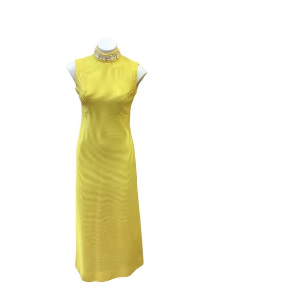 Vintage 1960’s-70’s Bright Yellow Leslie Fay Ribb… - image 1