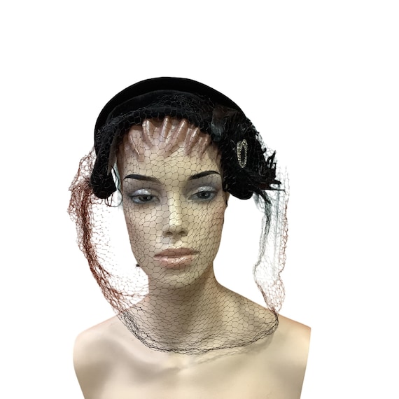 Pre 1960's Black Velvet Headband - image 1