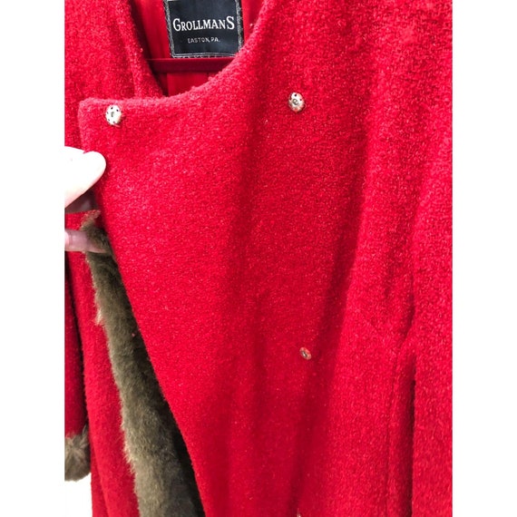 Vintage 1960s Cuddle Coat Bouche & Fur Wool Red C… - image 9