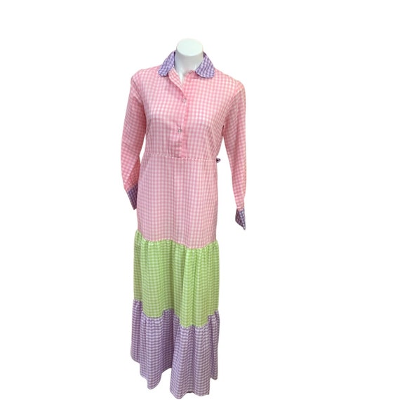 1960's Lady Waterbury Gingham Maxi Dress