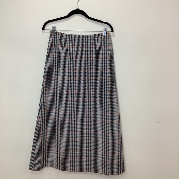 Vintage 1960s -1970s side zip plaid maxi skirt po… - image 3