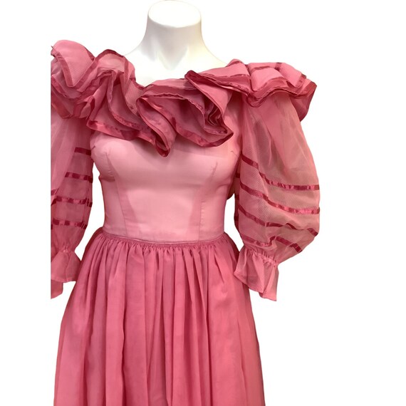 1970's Pink Ruffle Dress - image 4