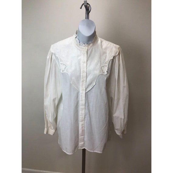 Vintage 1980s Geiger Austria White Cotton Top Blou