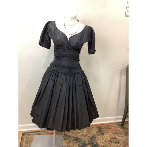 1950s Suzy Perette Black Gown Cocktail Dress - image 8