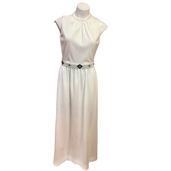 1960s-70s Carlye White Maxi Dress