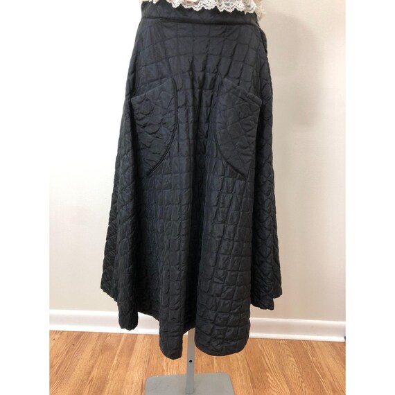 Vintage 1950s Lined Quilted Circle Skirt with Pock