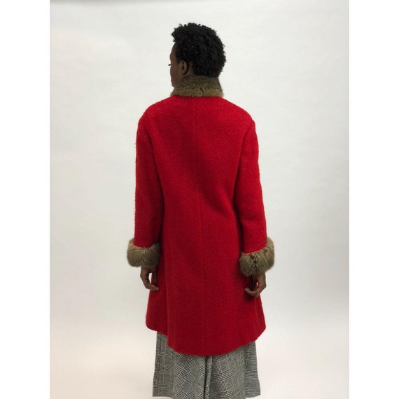 Vintage 1960s Cuddle Coat Bouche & Fur Wool Red C… - image 3
