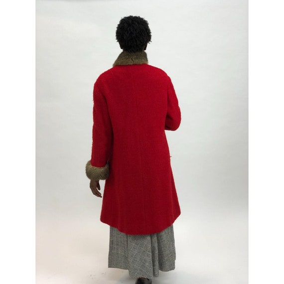 Vintage 1960s Cuddle Coat Bouche & Fur Wool Red C… - image 5