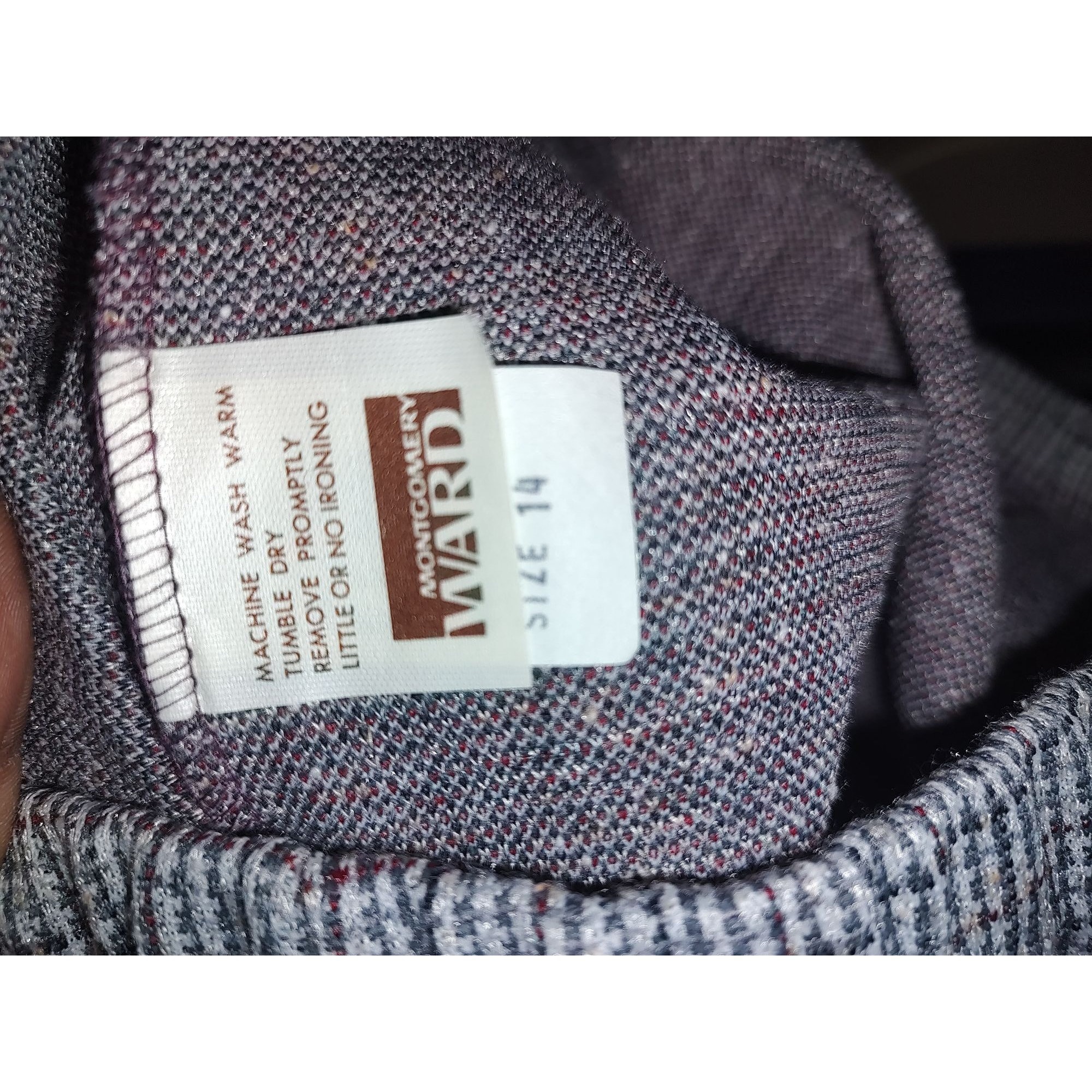 70's Vintage 3PC Red, Black, White & Grey Plaid Polyester