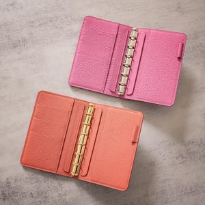 Agenda de anel A7 de couro Clemence feita à mão | caderno de bolso com fichário de argolas | Pronto para uso