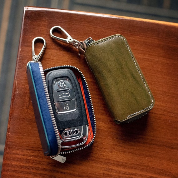 Custom Leather Car Key Fob Case Luxury Smart Key Pouch 